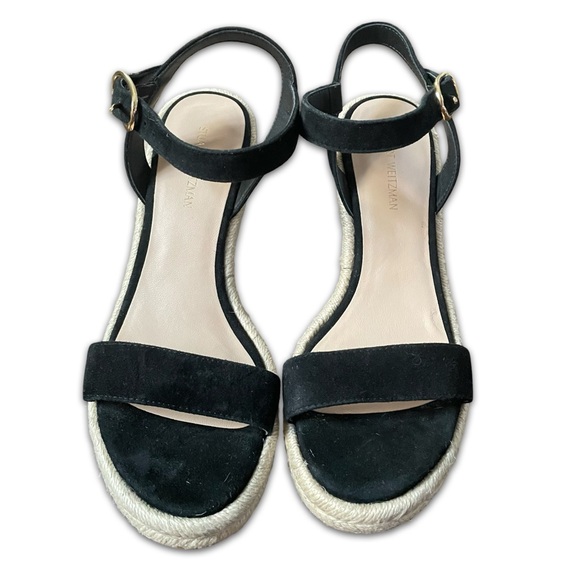 Gorgeous Stuart Weitzman Black Suede Wedge Sandals - Picture 8 of 11